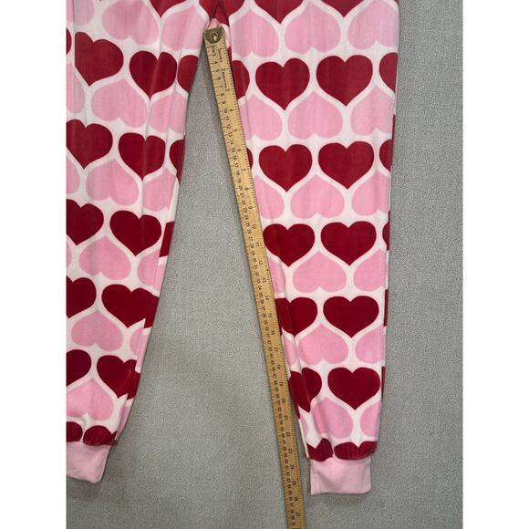NWT Kate Spade Heart Print velour Pajama Set Small Pink Red Long Sleeve Joggers - Picture 13 of 15
